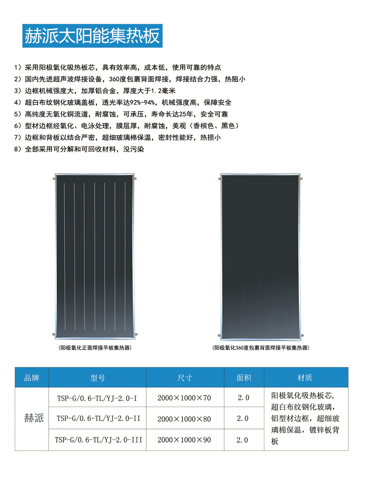 太阳能平板集热器